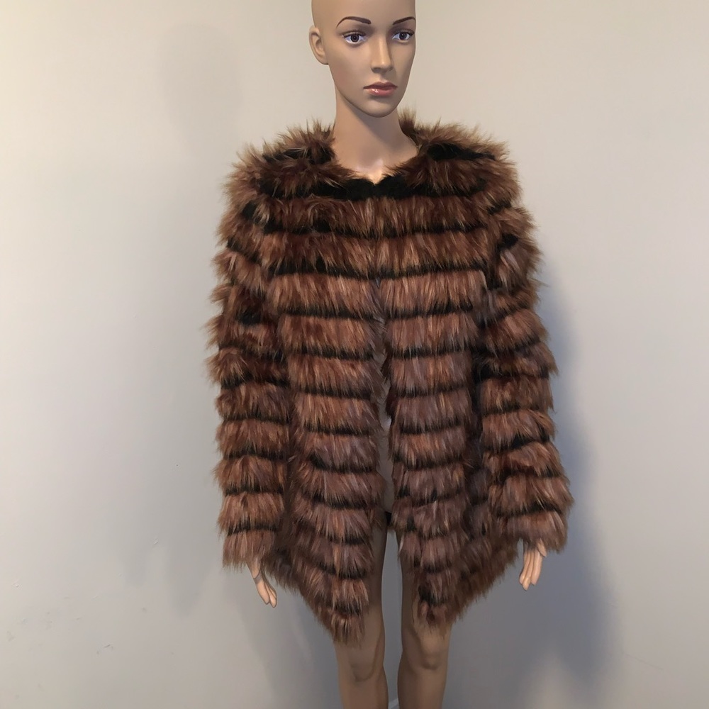 Brown and Black medium fur coat